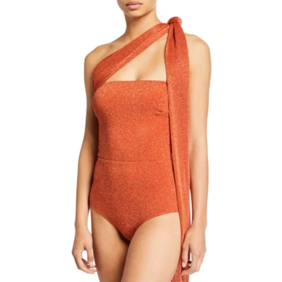 NWT Agua De Coco Metallic Self-Tie One-Piece Swimsuit